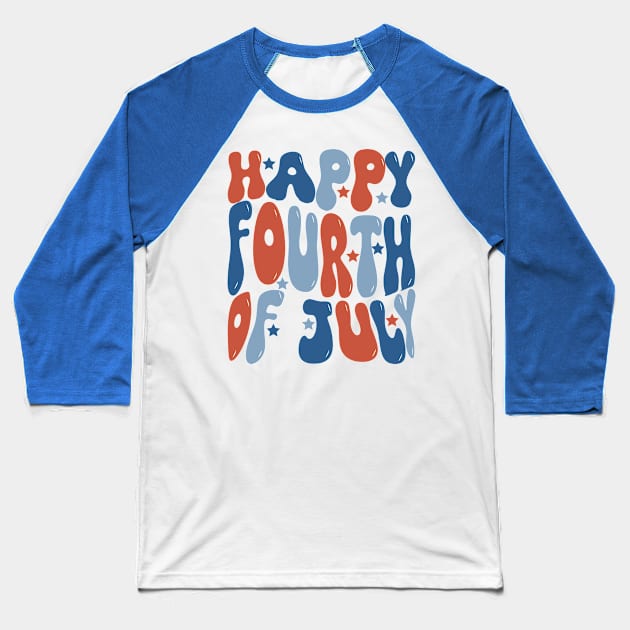 Happy Fourth of July American Independence Day Baseball T-Shirt by jiromie